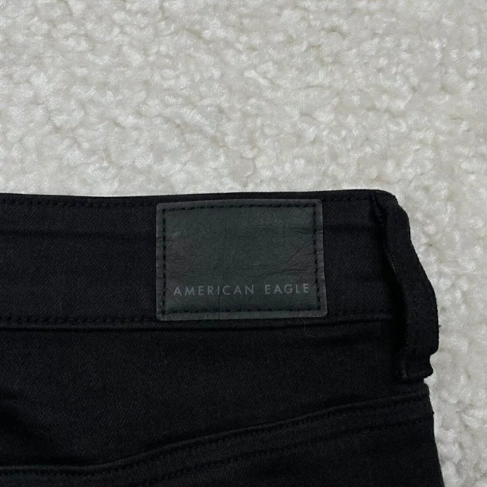 American Eagle Next Level Stretch Super Hi Rise Jegging Black Distress - Picture 8 of 11